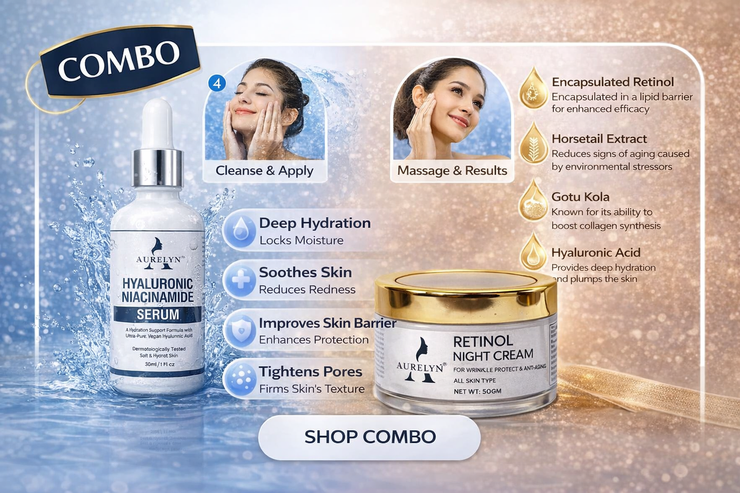 Hyaluronic Niacinamide Serum + Retinol Night Cream