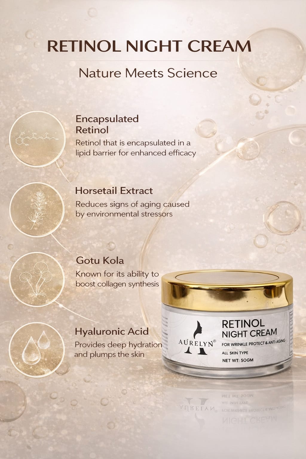 Aurelie Repair Rich Serum ／Night Cream Anti-Aging Night Repair Cream – Retinol 0.1% – AÚRELYÑ
